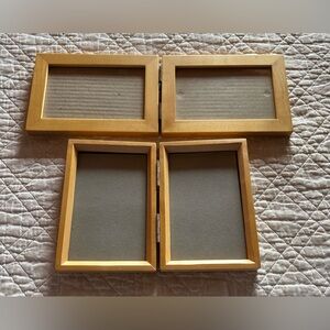 Made in Thailand Bundle of 2 Natural Wood Double Hinged Frames 4x6 Photo Size